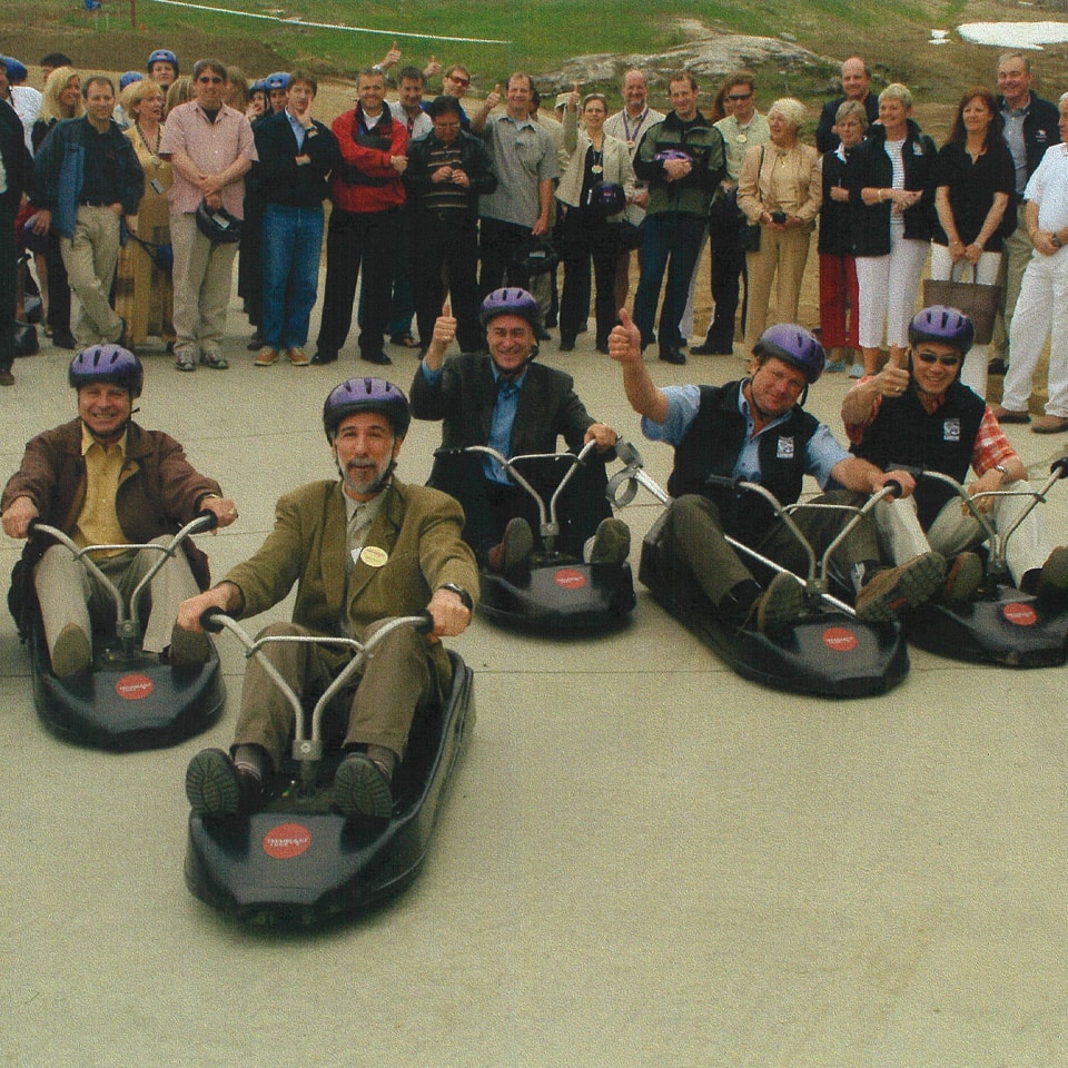 People in Luge carts